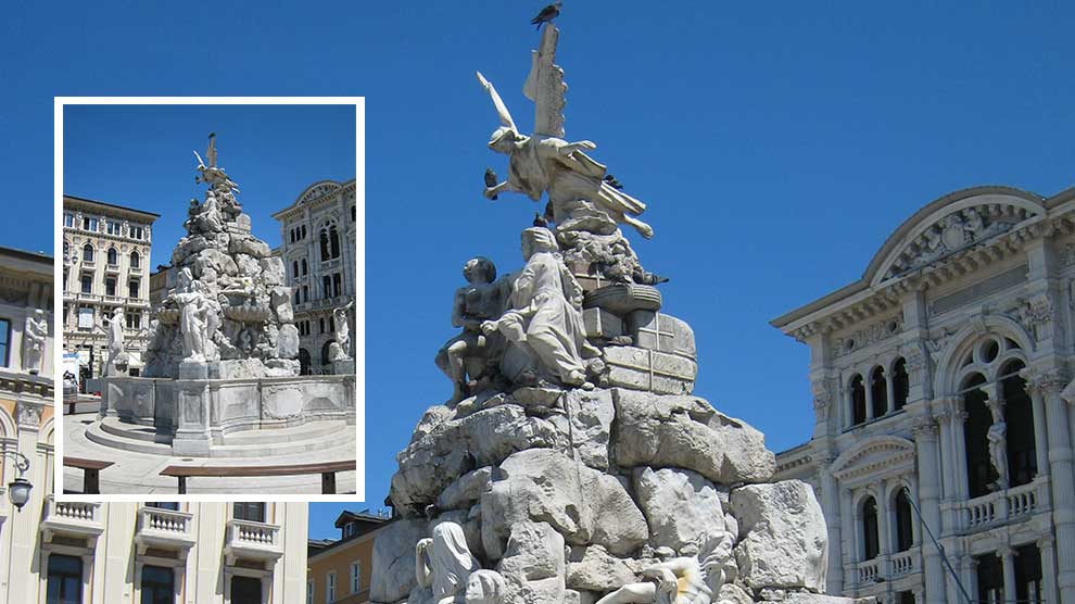 La fontana dei quattro continenti a Trieste - Piazza Unità d'Italia